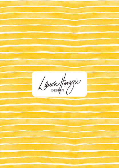 Yellow Washed Stripe watercolour pattern, small scale, for fabrics. Pattern design by Laura Hamzic, Australian Artist.