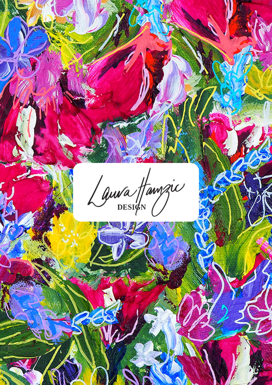 Large-scale Wild Blooms pattern by Laura Hamzic, Australian surface pattern designer
