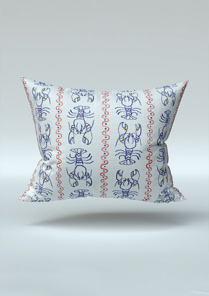 Cushion mockup showcasing the Yabby Races pattern by Laura Hamzic, Australian surface pattern designer