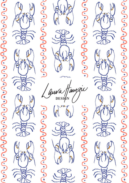 Large-scale Yabby Races pattern by Laura Hamzic, Australian surface pattern designer