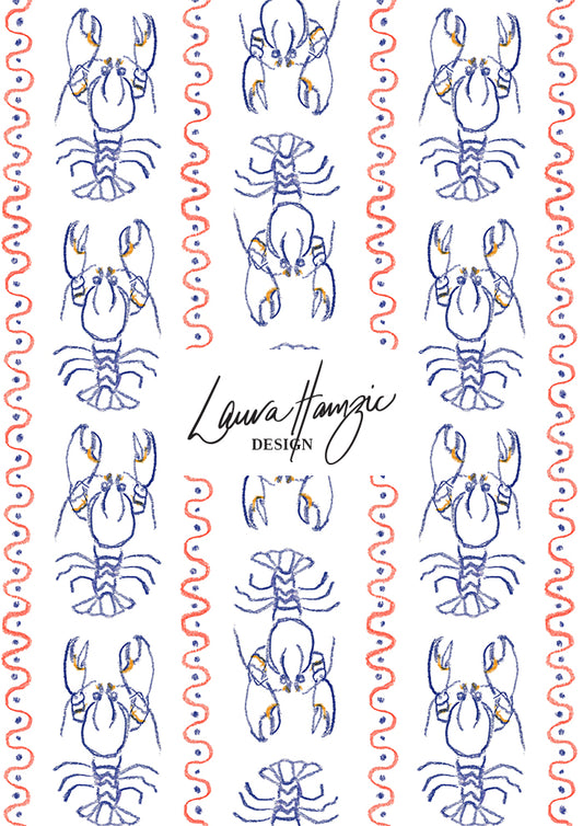 Large-scale Yabby Races pattern by Laura Hamzic, Australian surface pattern designer