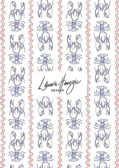 Medium-scale Yabby Races pattern by Laura Hamzic, Australian surface pattern designer