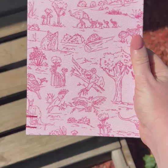 Artist journal with fine liner ink Outback Crew cover by Australian designer Laura Hamzic
