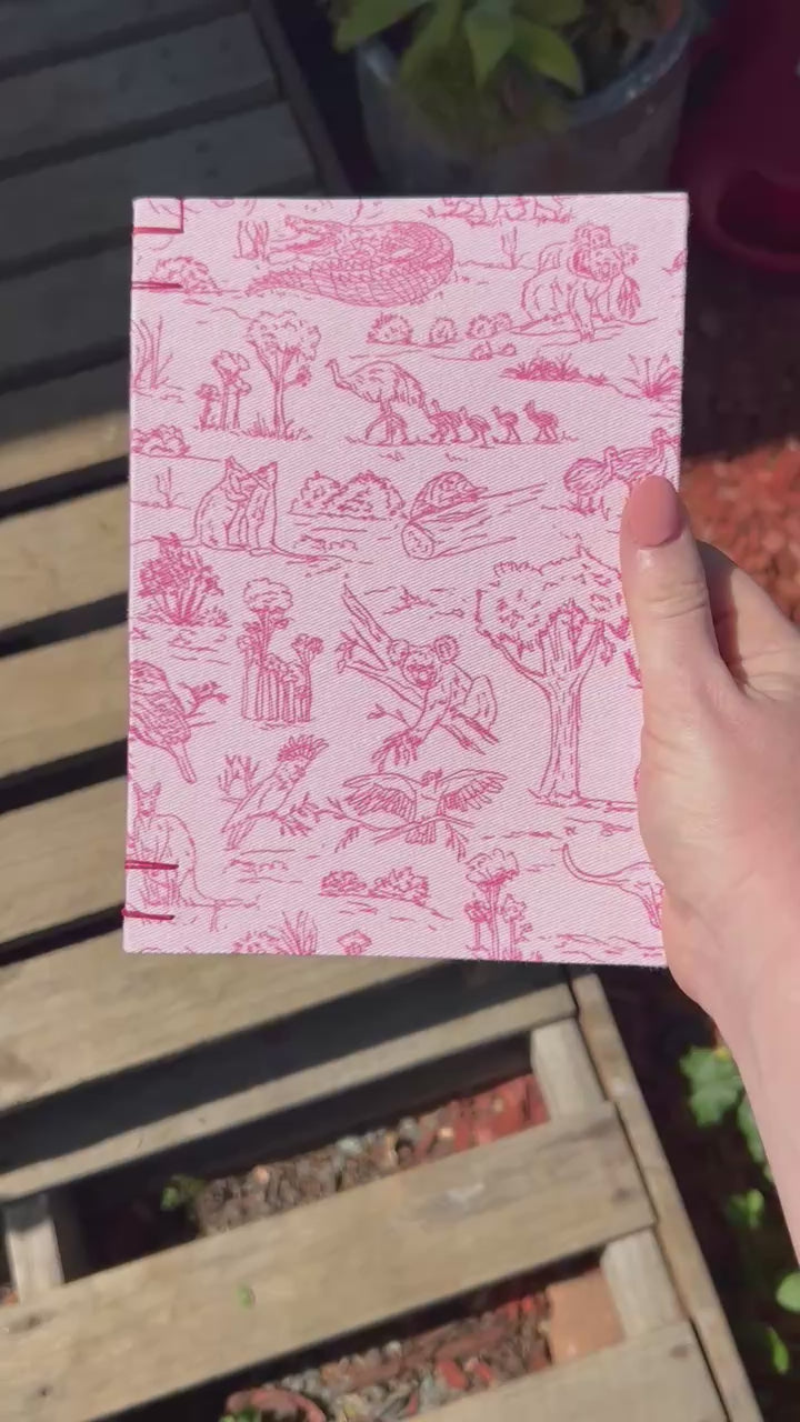 Artist journal with fine liner ink Outback Crew cover by Australian designer Laura Hamzic