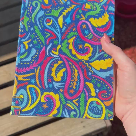 A5 sketchbook featuring Paisley Days hand-made in Australia by artist Laura Hamzic