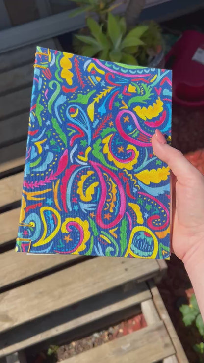 A5 sketchbook featuring Paisley Days hand-made in Australia by artist Laura Hamzic