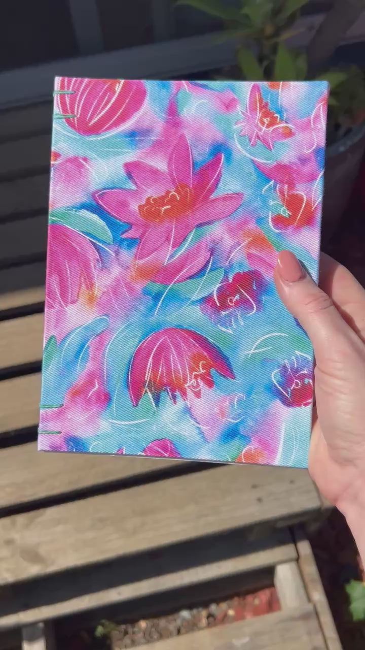 Handmade Australian sketchbook, Lily Lover design, ready for painting or drawing by Brisbane Artist Laura Hamzic
